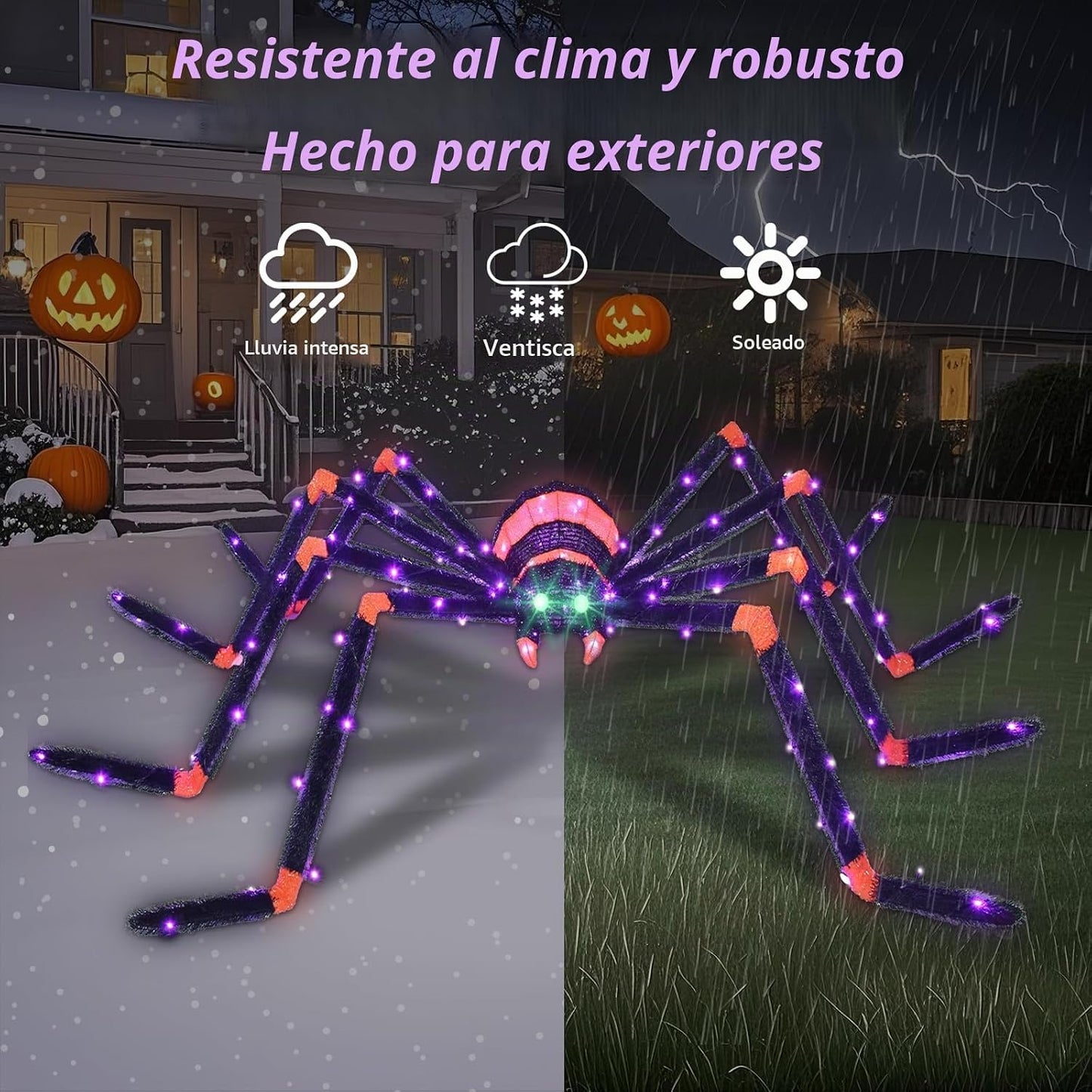 HOYECHI Decoraciones de Halloween araña gigante de 6.8 pies, decora...