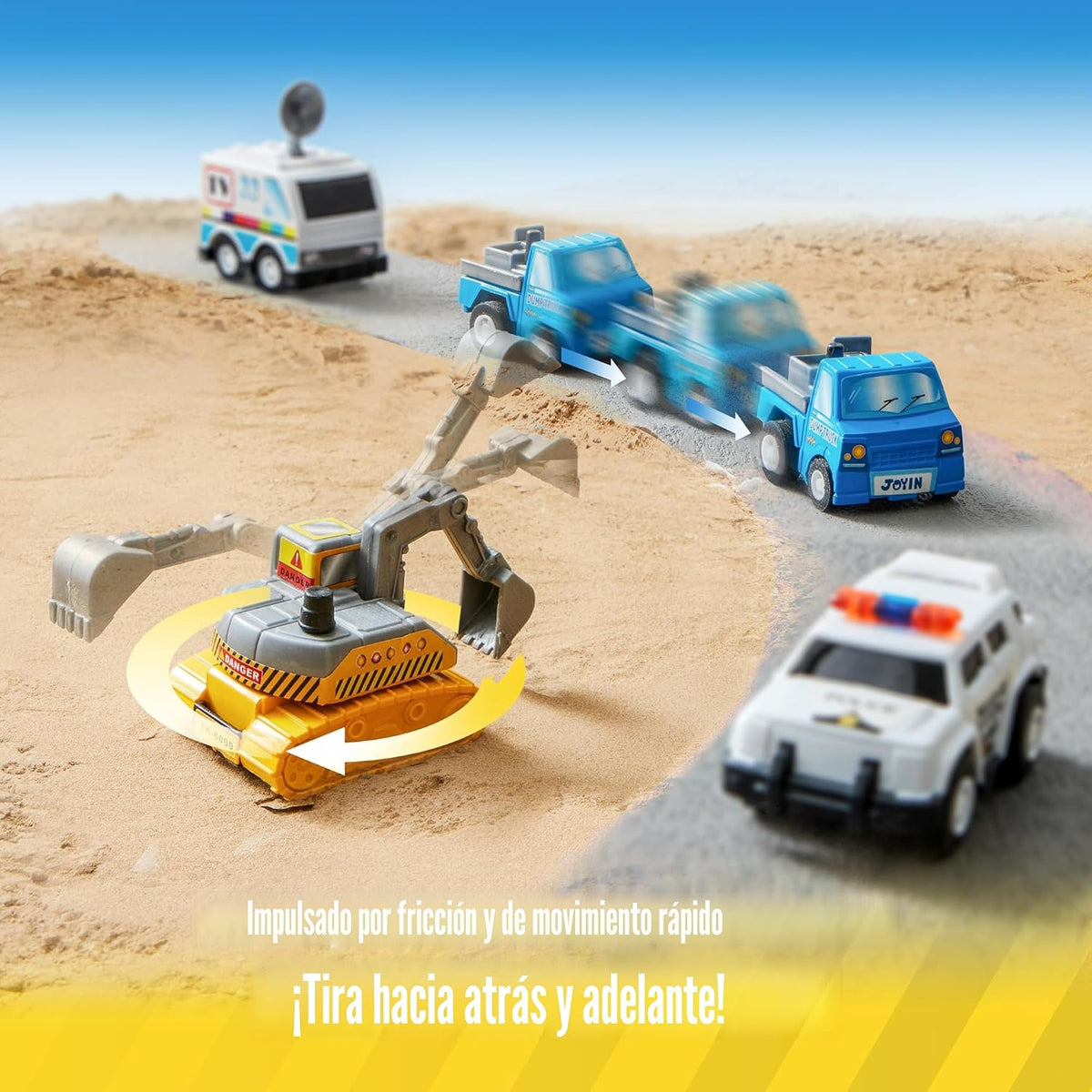JOYIN Juego de 18 vehículos de juguete de autos y camiones de ciuda...