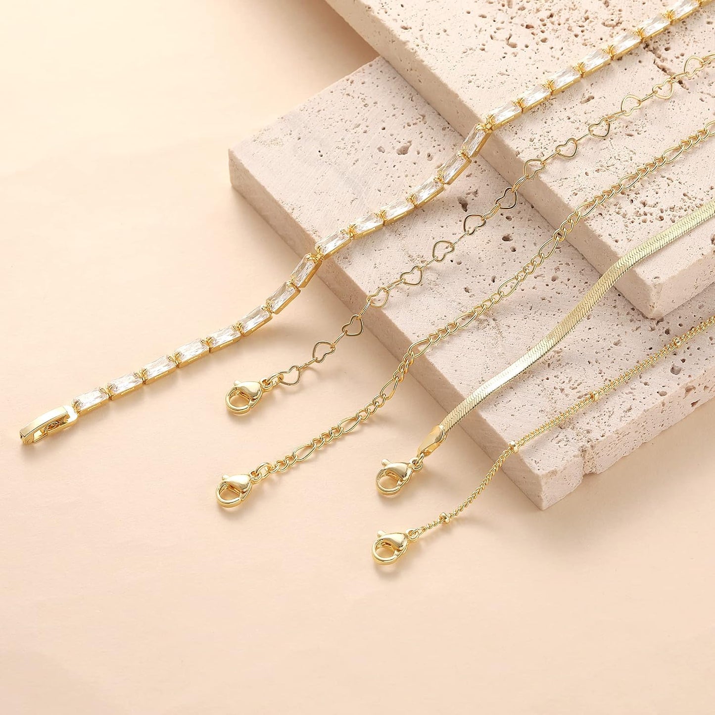 Pulseras de oro simples y delicadas para mujer, juego de pulseras d...