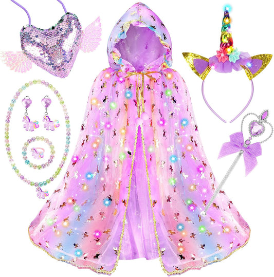 Fedio - Vestido de princesa para niñas, juego de capa de princesa c...