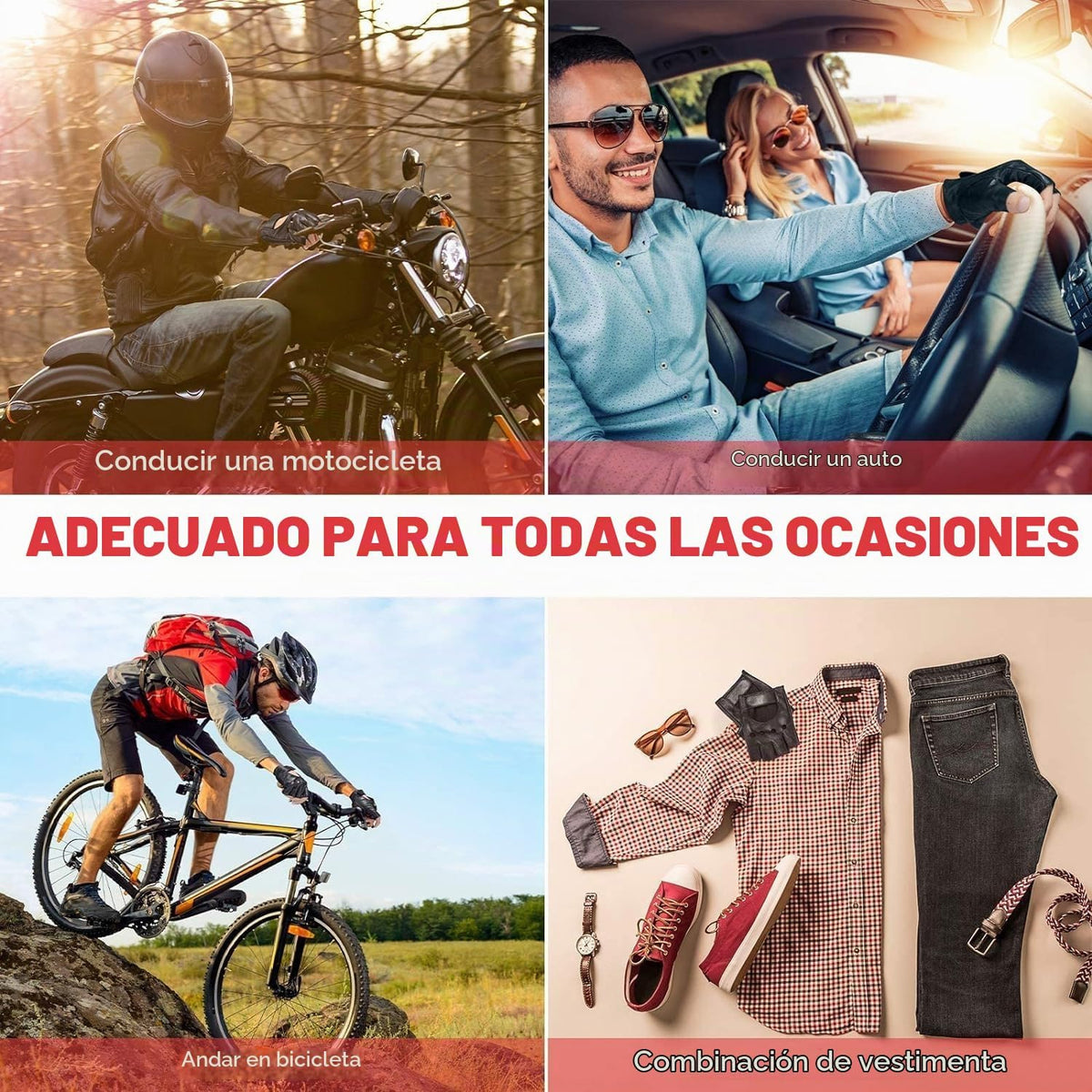 KEMIMOTO Guantes de motocicleta de piel de oveja sin dedos, guantes...