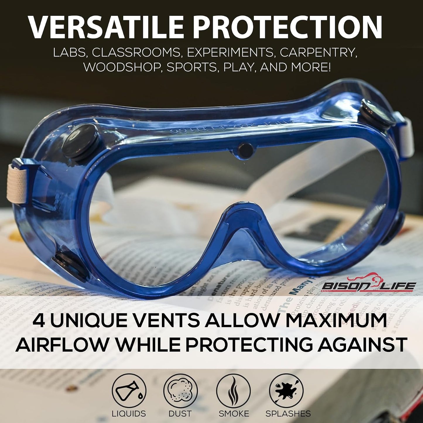 BISON LIFE Gafas de seguridad para niños, gafas protectoras para ni...