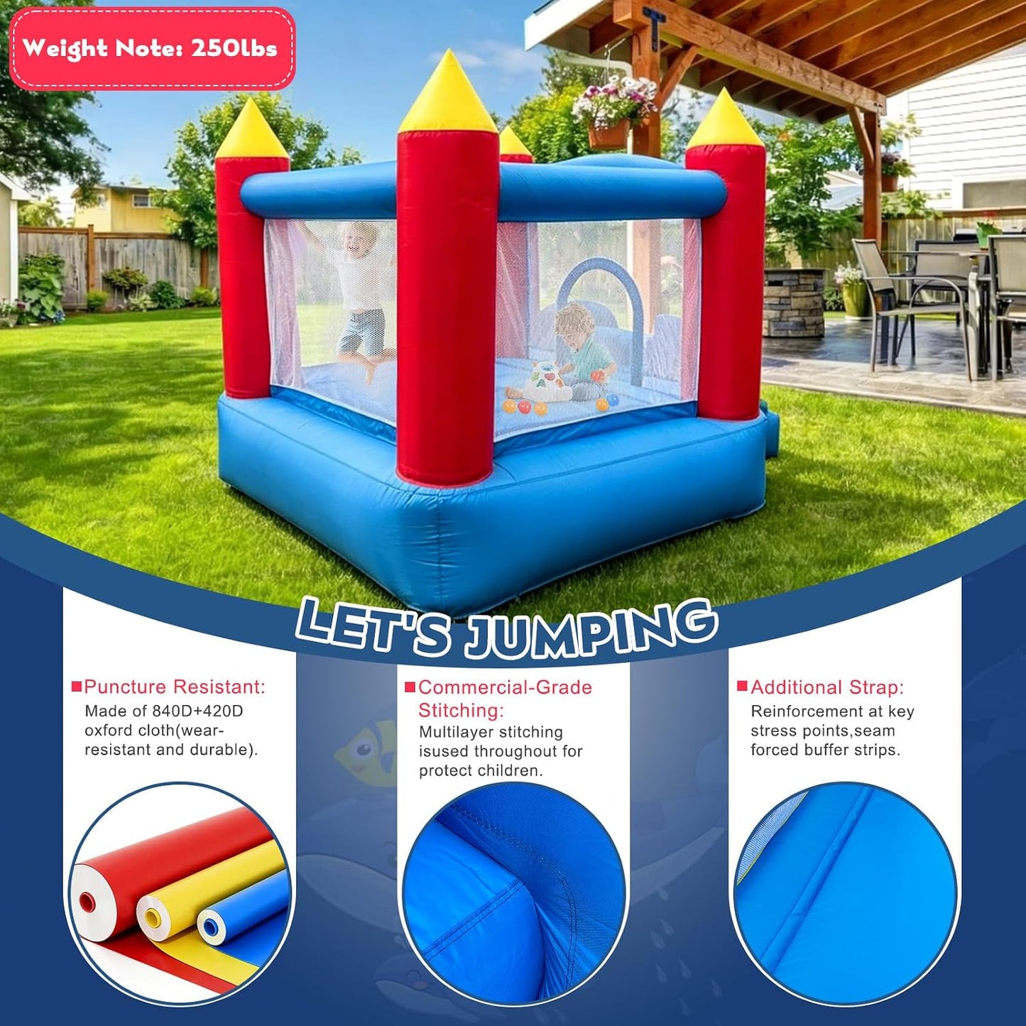 YARD Castillo inflable con tobogán para niños, actividades para el...