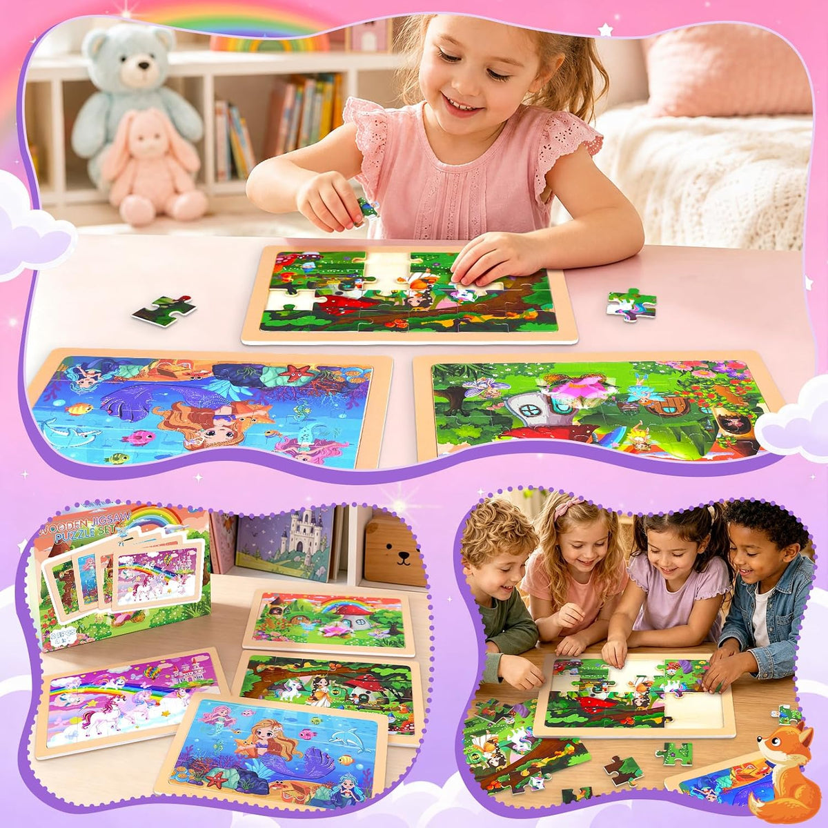 Rompecabezas para niños de 4 a 6 años, unicornio, princesa, hada, s...