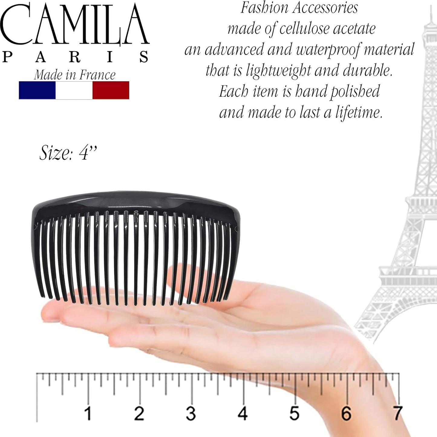 Camila Peines laterales franceses de París, grandes, 4 colores, cad...