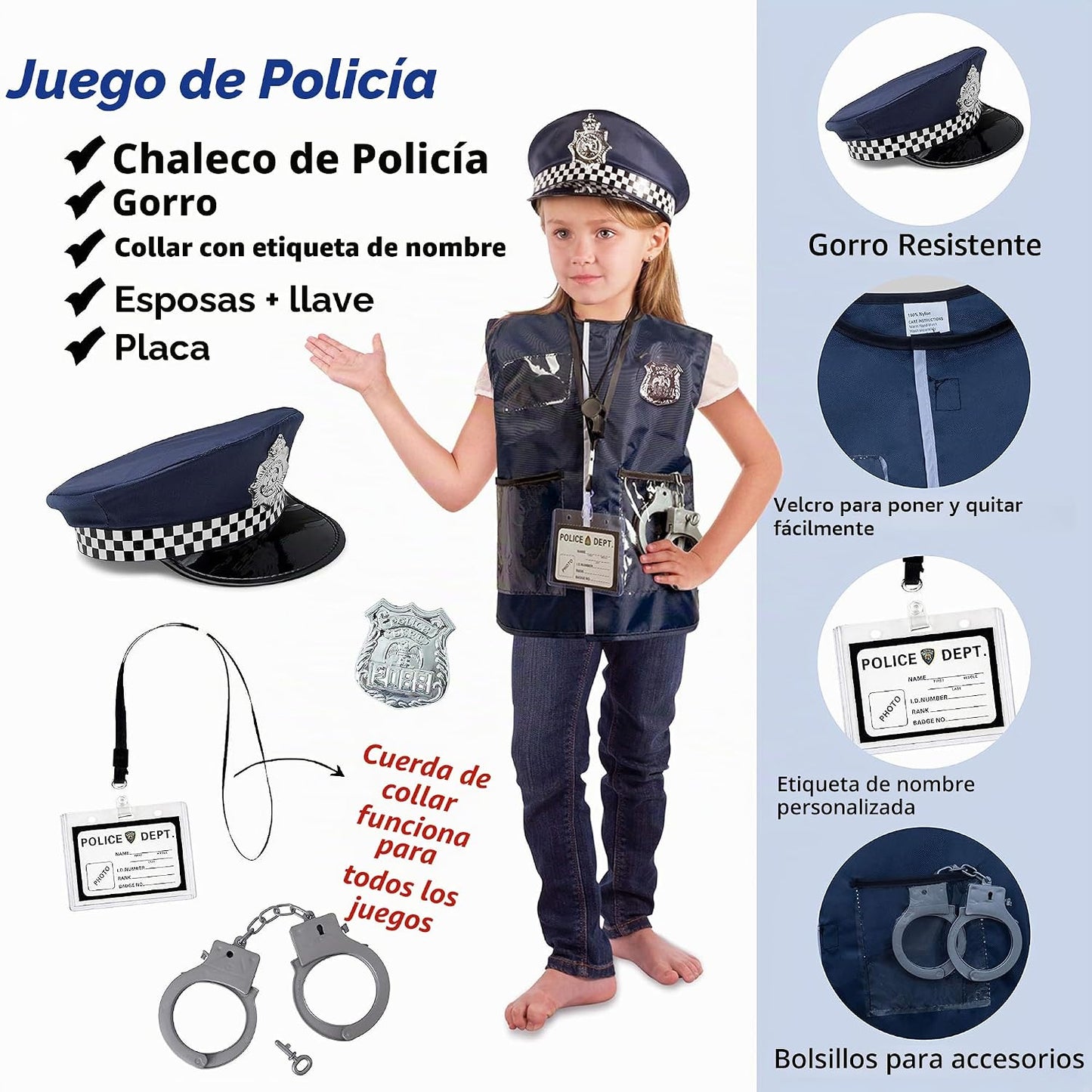 Born Toys Ropa de vestir 3 en 1 para niños, policía, bombero, médic...