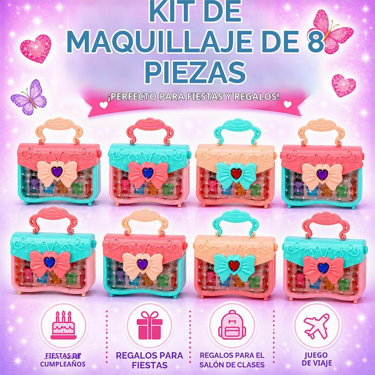 Kit de maquillaje infantil para niñas \u2013 Juego cosmético lavabl...