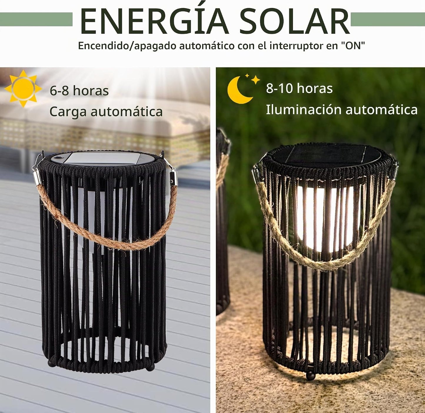 TRIROCKS Juego de 2 lámparas de mesa solar para exteriores, lámpara...