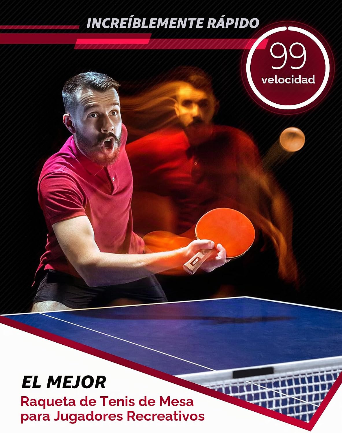 Idoraz Pala Profesional de Ping Pong - Raqueta de Tenis de Mesa con...