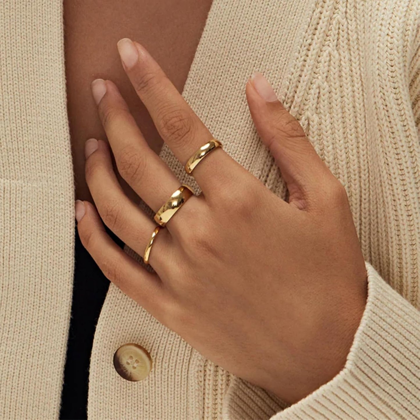 YEEZII Juego de 25 anillos dorados para nudillos para mujer, lindos...