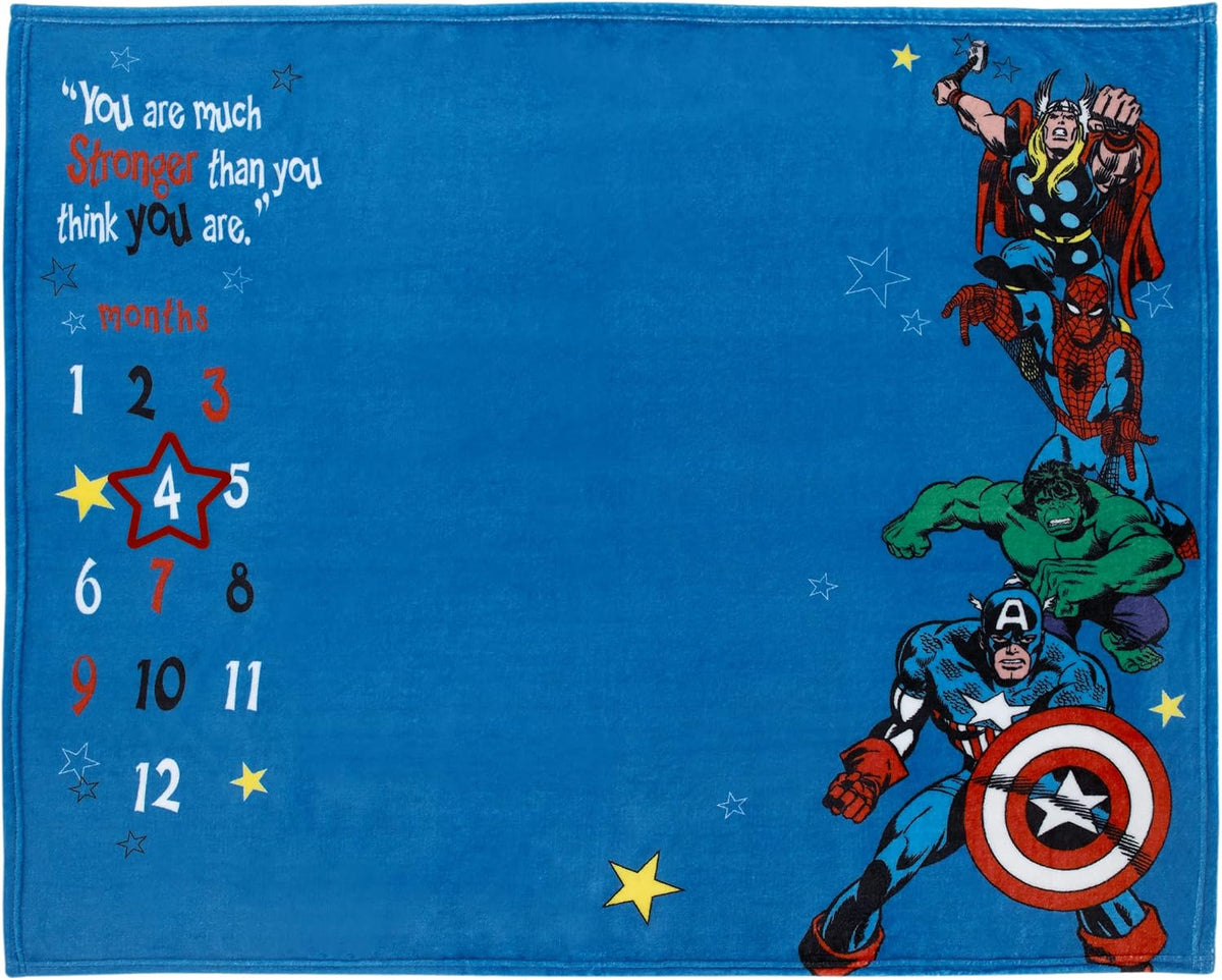 Marvel Comics - Manta para bebé Milestone con Capitán América, Hulk...