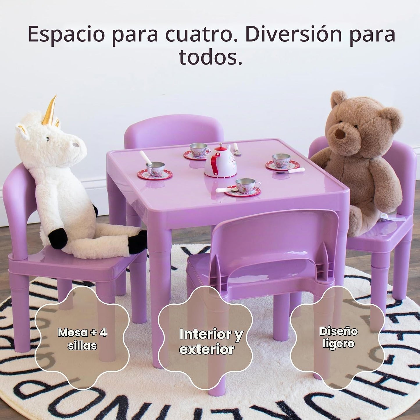 Humble Crew Juego de mesa y silla para niños, interior y exterior,...