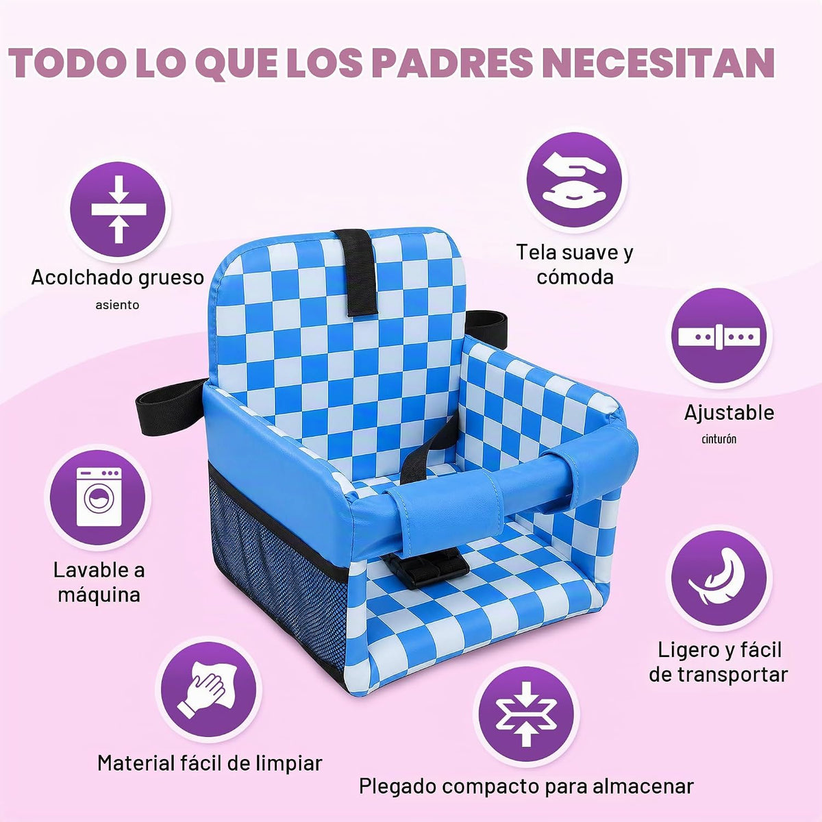 JoSeat Funda de asiento para bebé, azul a cuadros | Protector de as...