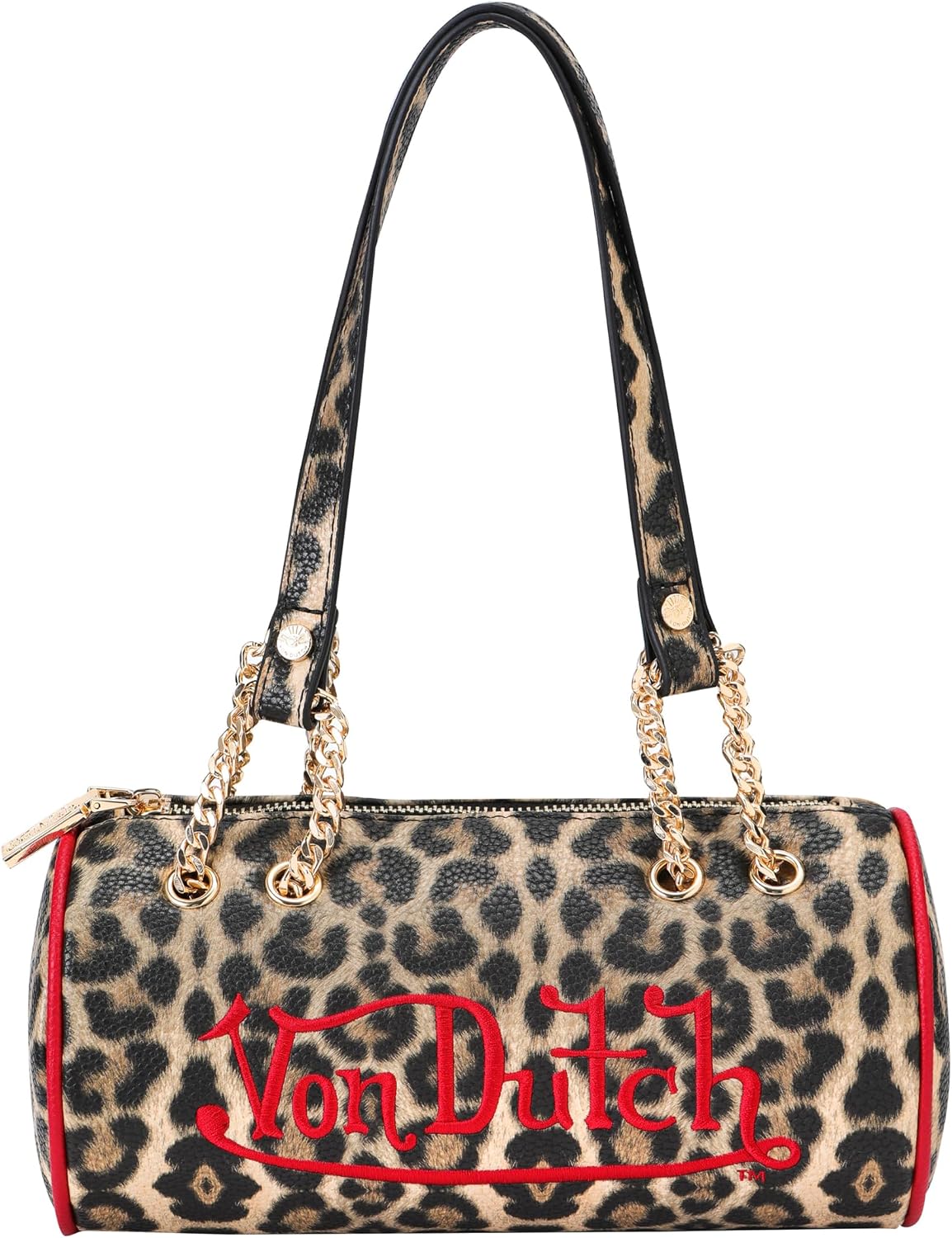 Von Dutch Bolsa de barril, bolso de hombro de cuero vegano