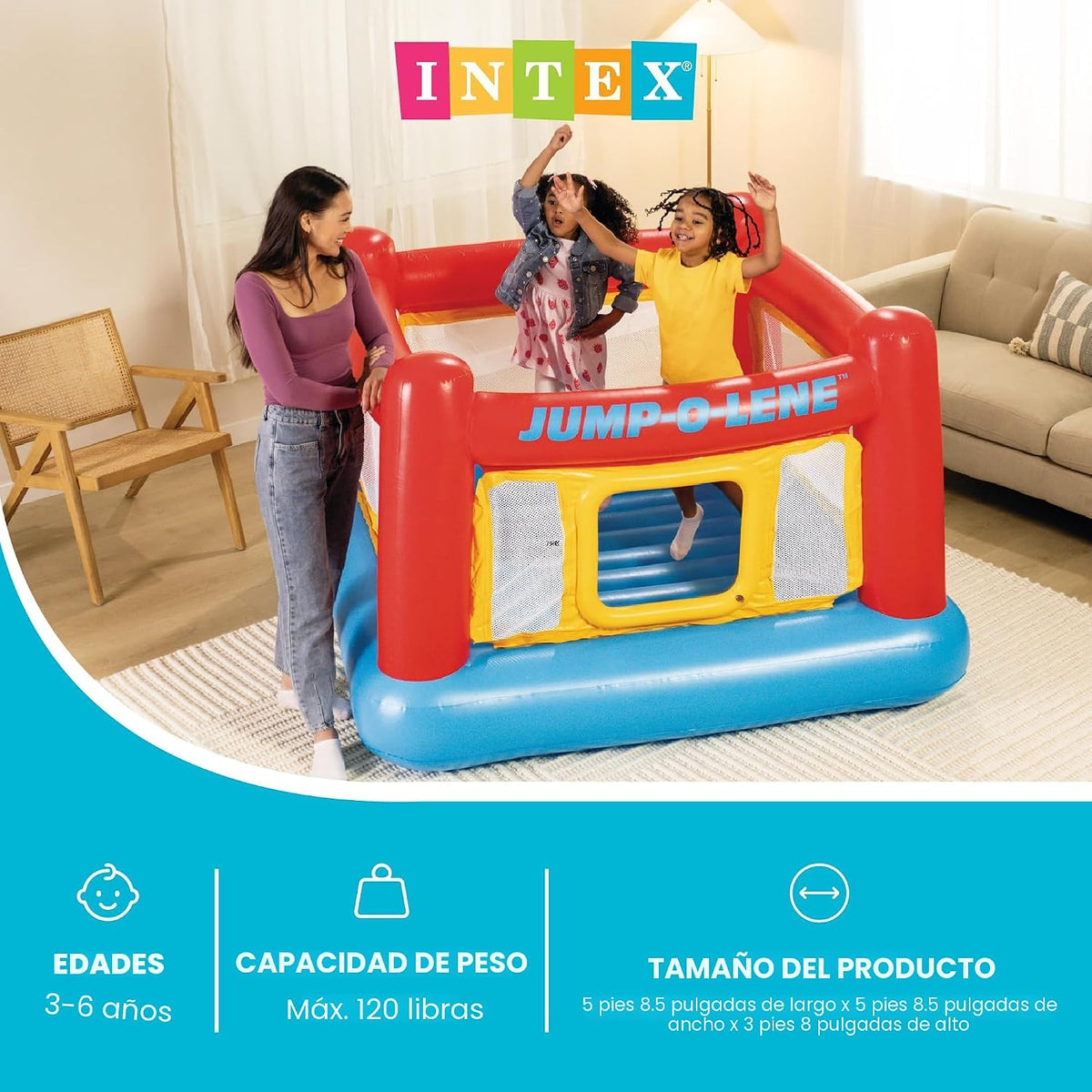 Castillo inflable "Jump-o-lene" de Intex, 68 x 68 x 44 pulg...