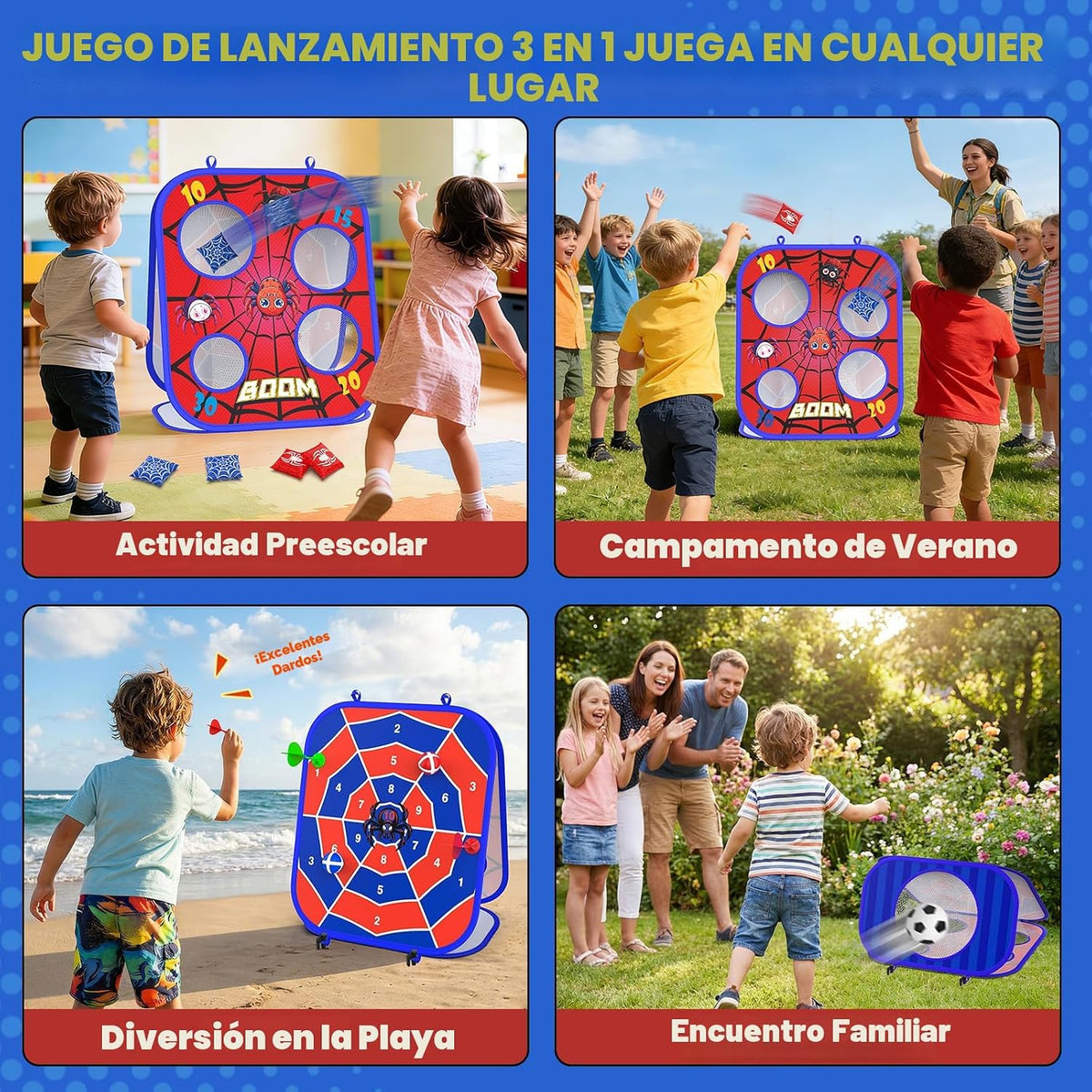 Juego de Lanzamiento de Bolsas de Frijoles Araña, Tablero de Cornho...