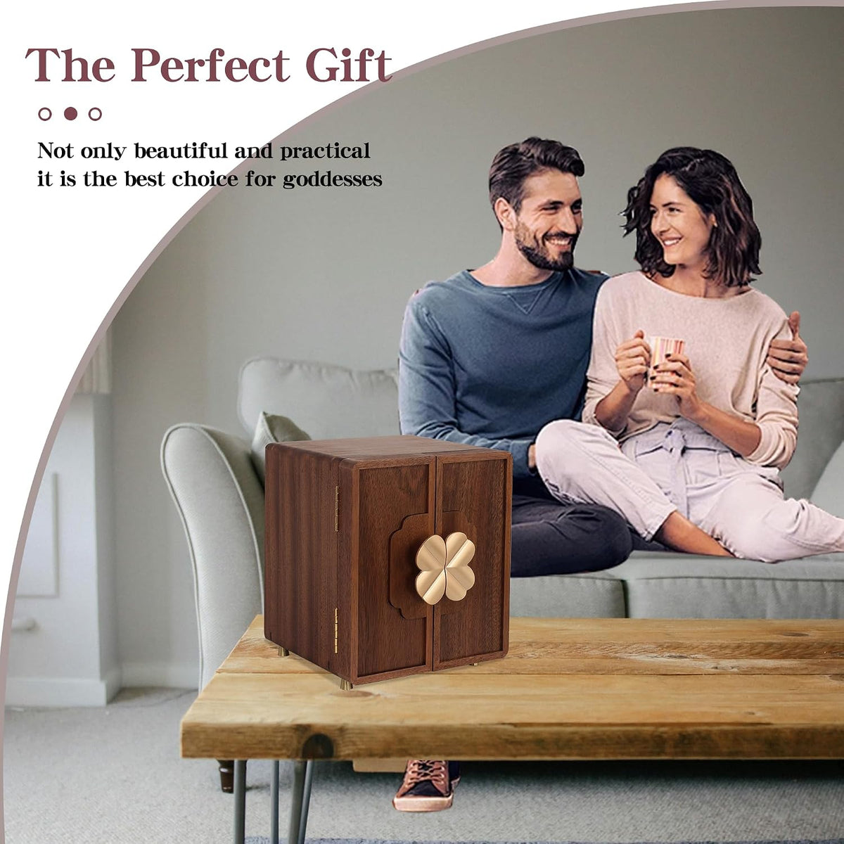 KAOTGOT Joyero de madera para mujeres y niñas, organizador grande d...
