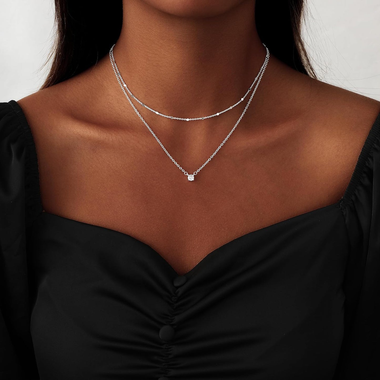 Coshilta Collares de oro en capas para mujer, chapado en plata de l...