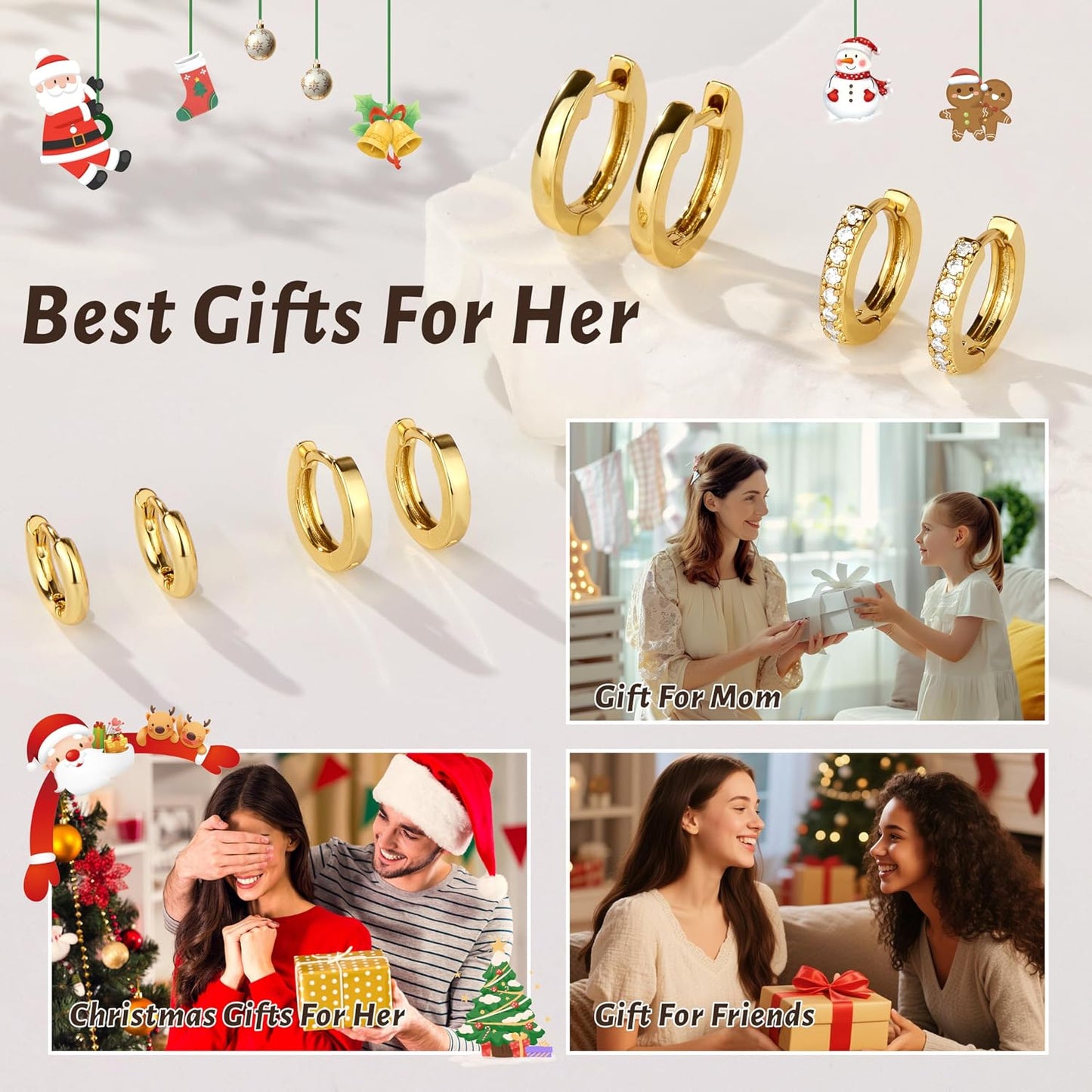Juego de aretes de aro huggie pequeños de oro para mujeres y hombre...