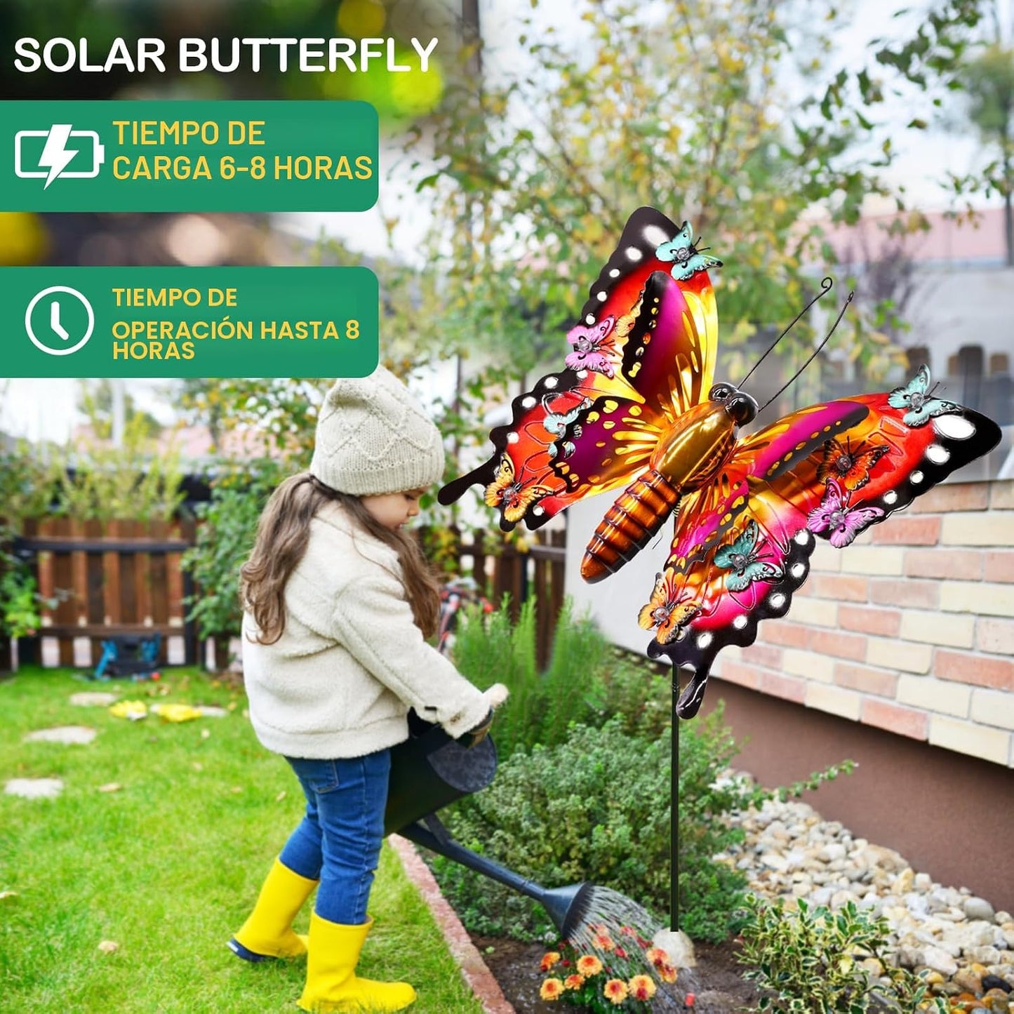 Luces solares de mariposa para exteriores, grandes luces de metal p...