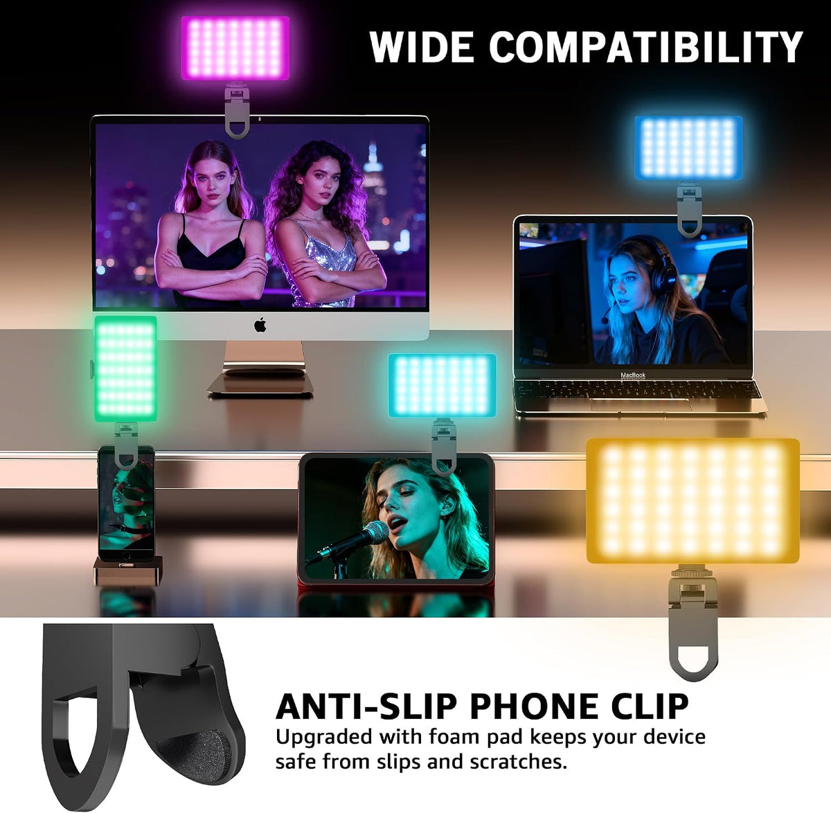 NiceVeedi Luz RGB para selfie, 138 cuentas LED, luz de cámara a tod...