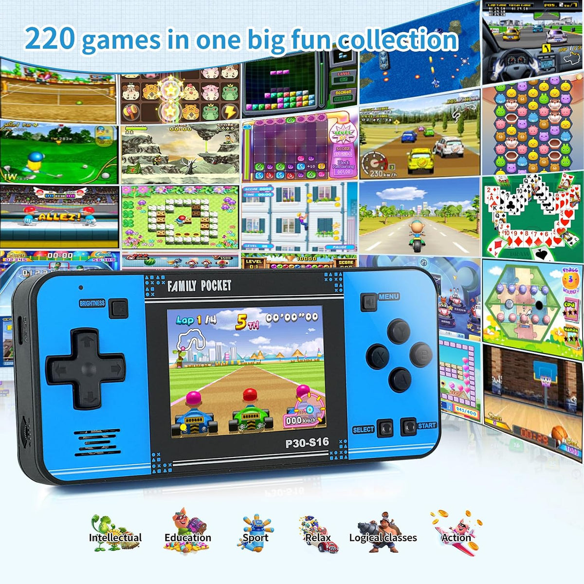 Juego de mano para niños, 220 videojuegos retro precargados, reprod...