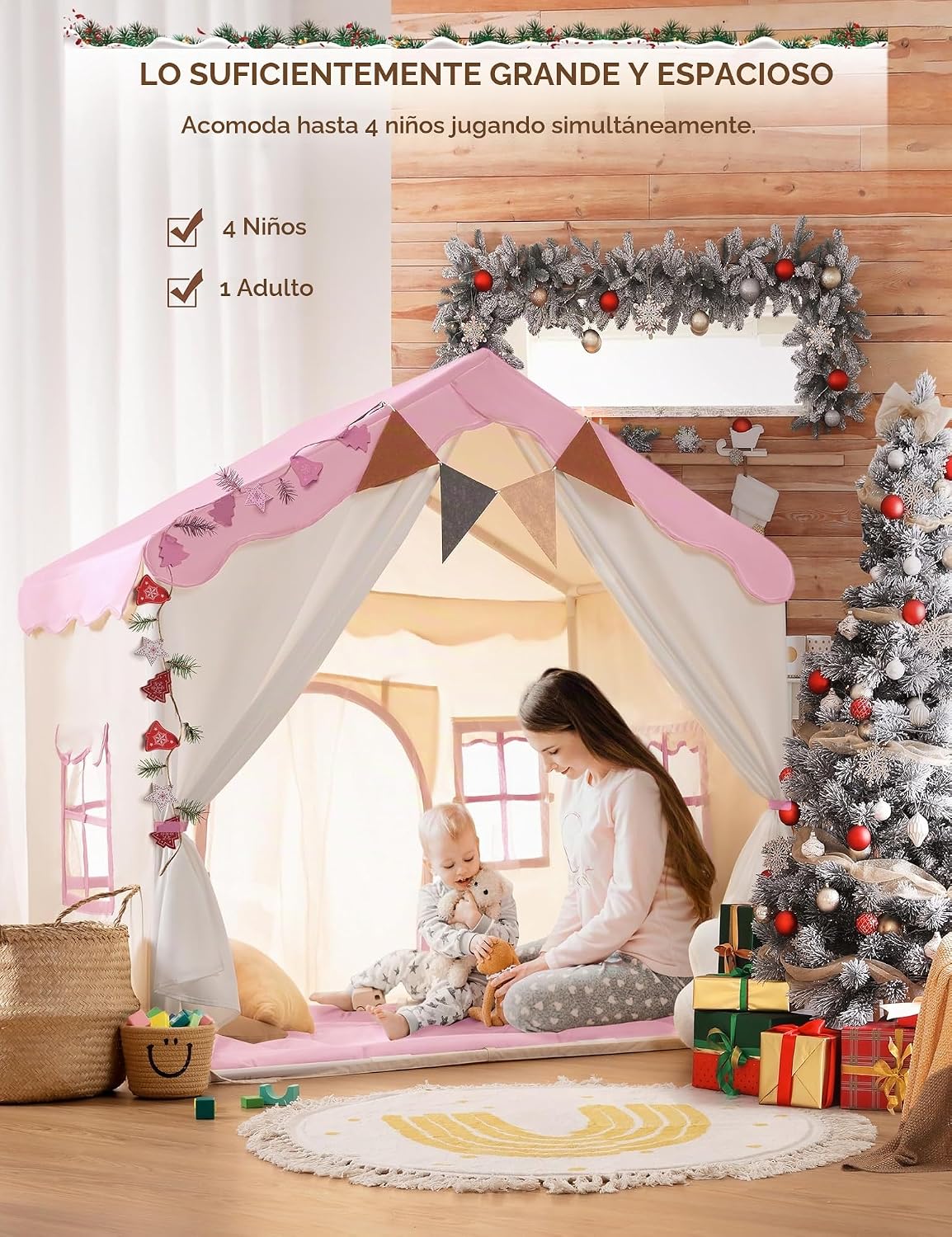 besrey Tienda de campaña para niños, tienda de campaña 2 en 1 con a...