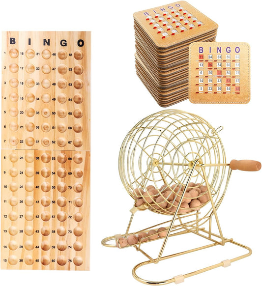 GSE Deluxe Juego de Bingo Juego de Bingo, jaula grande de latón, 50...
