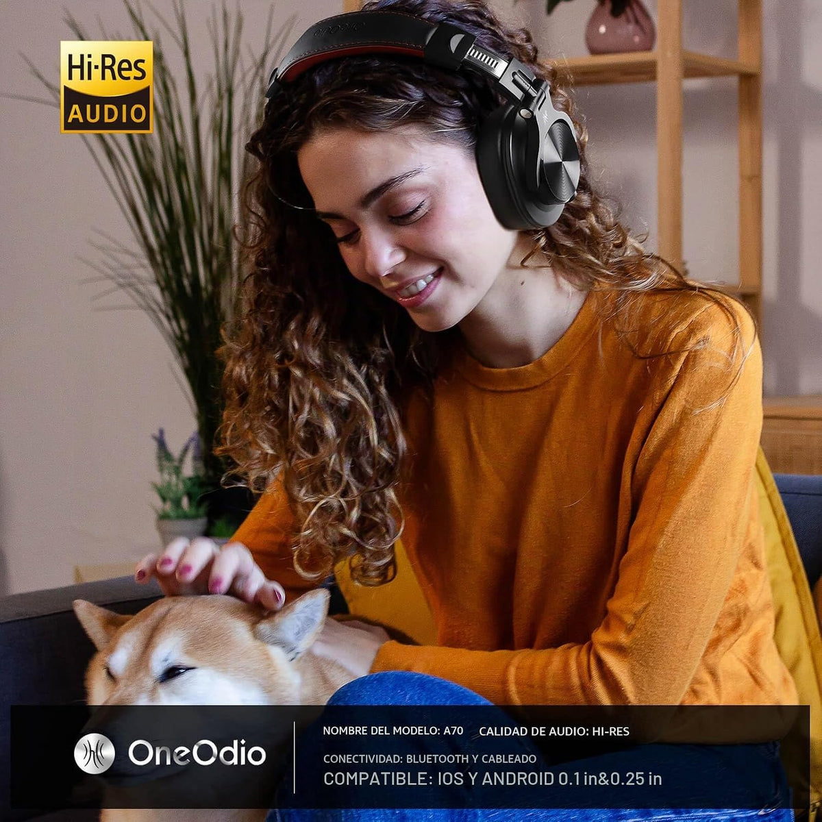 OneOdio A70 Auriculares Bluetooth de alta resolución con orejeras,...