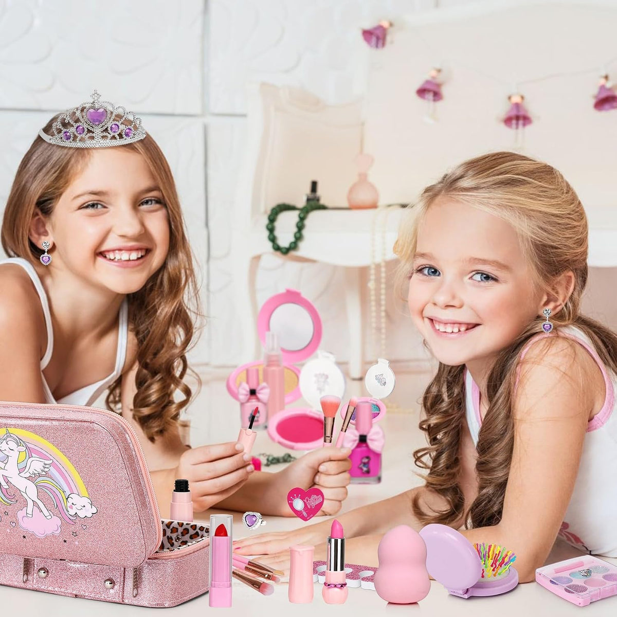 DCMAMA Kit de maquillaje lavable y no tóxico para niñas, juegos de...