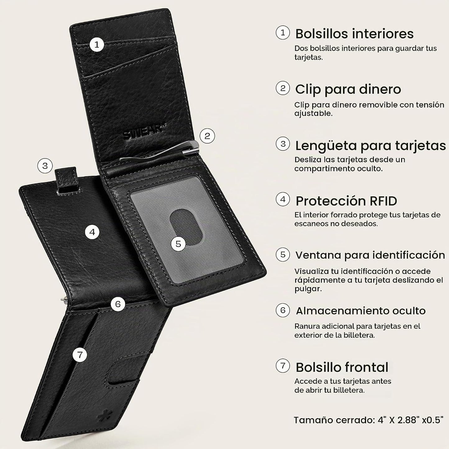 Swear Brands Billetera delgada con clip para dinero, cartera minima...