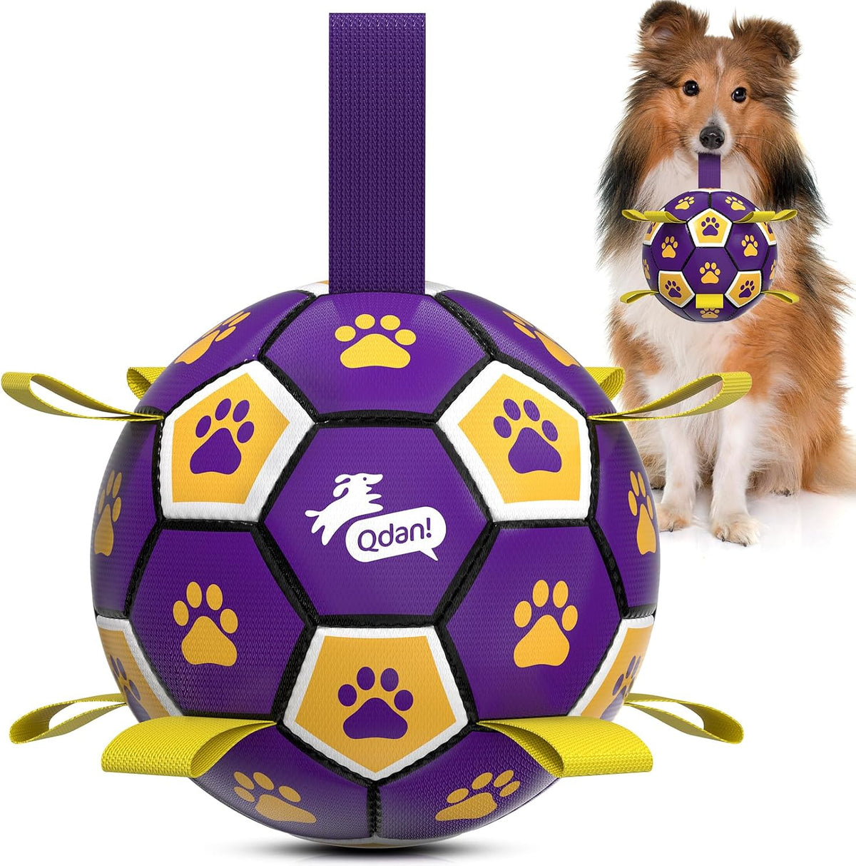QDAN Juguetes de cuerdas para perros, pelota de fútbol con correas,...