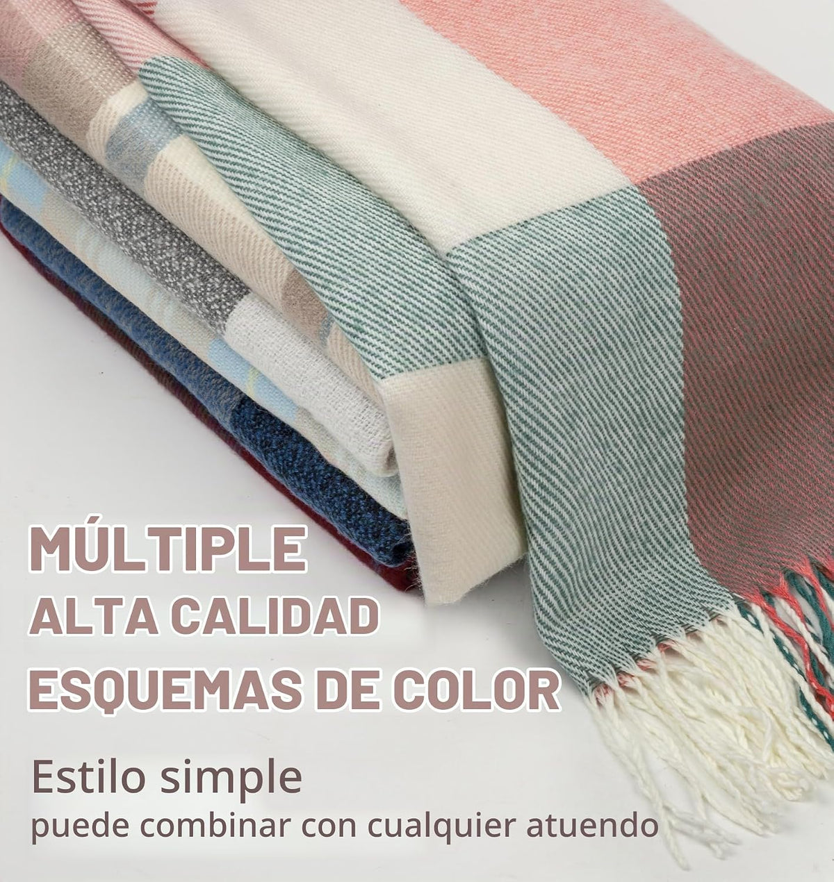 YSense Bufanda de invierno para mujer, bufandas largas a cuadros, r...