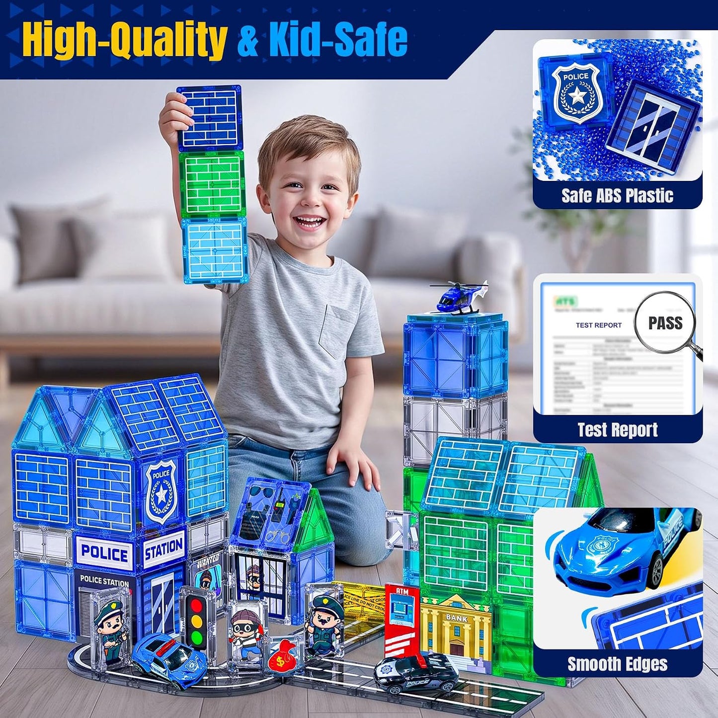 Azulejos magnéticos para niños de 4 a 8 años con coche retráctil, j...