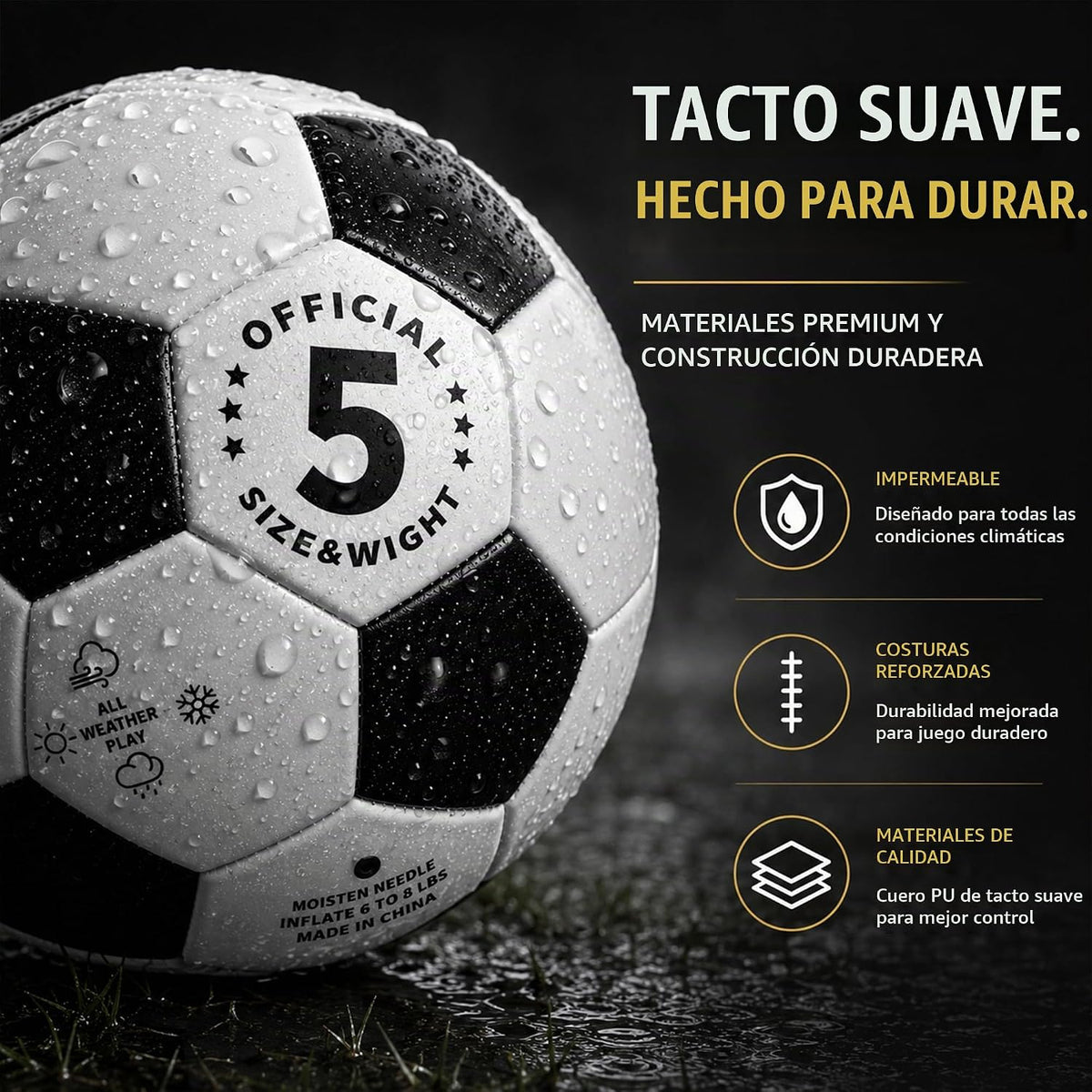 Balón de fútbol de tamaño 5-2 unidades de pelotas de fútbol clásica...