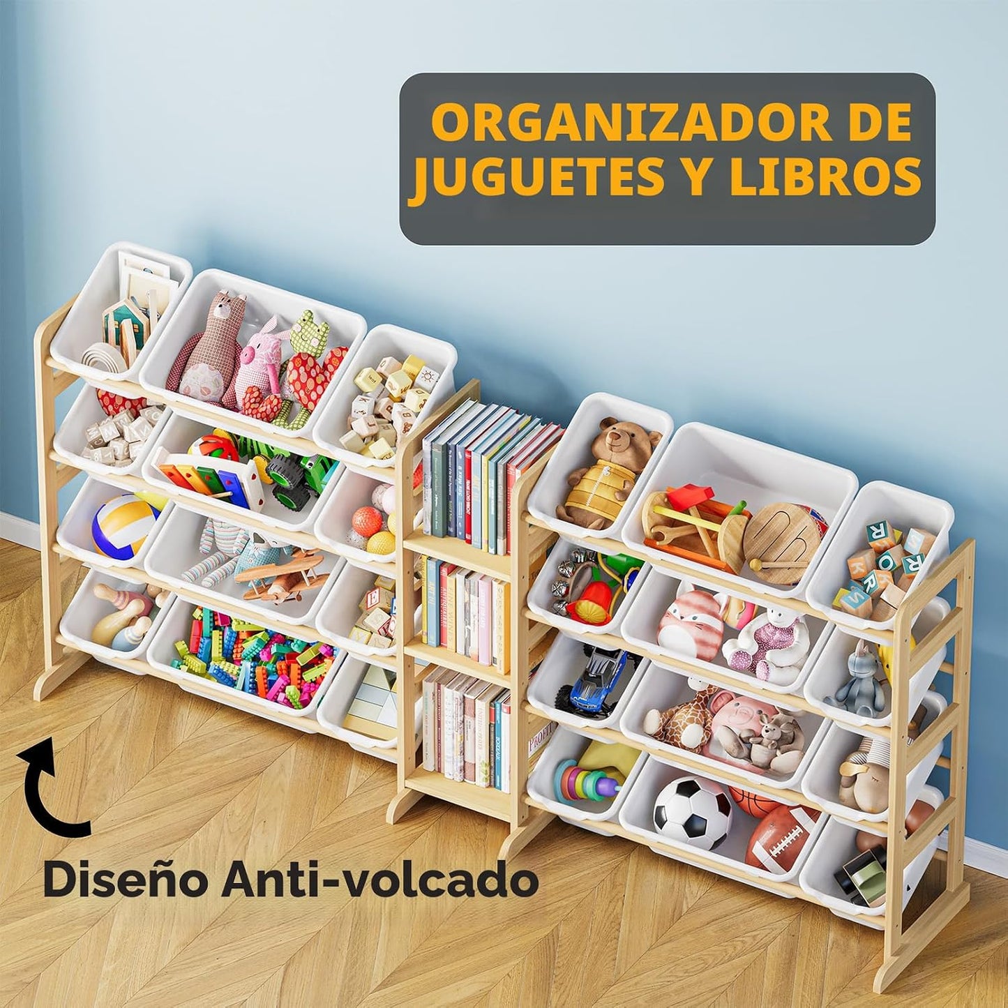 SpaceAid Organizador grande de almacenamiento de juguetes con 24 co...