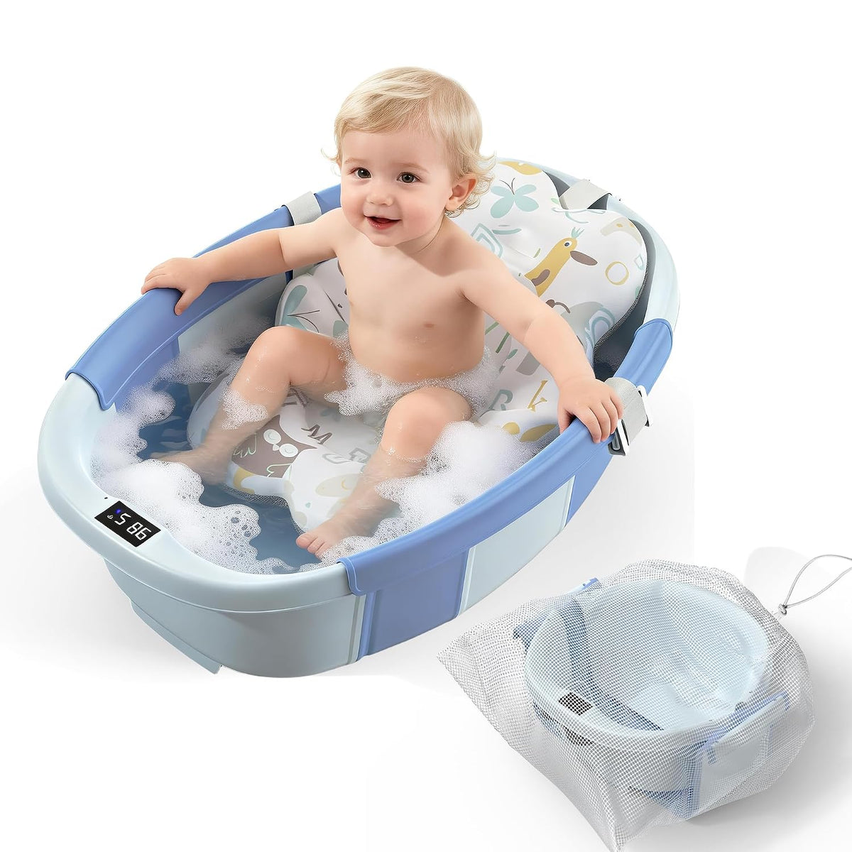 TOSGN Bañera plegable para bebé, 3 segundos para instalar, bañera p...
