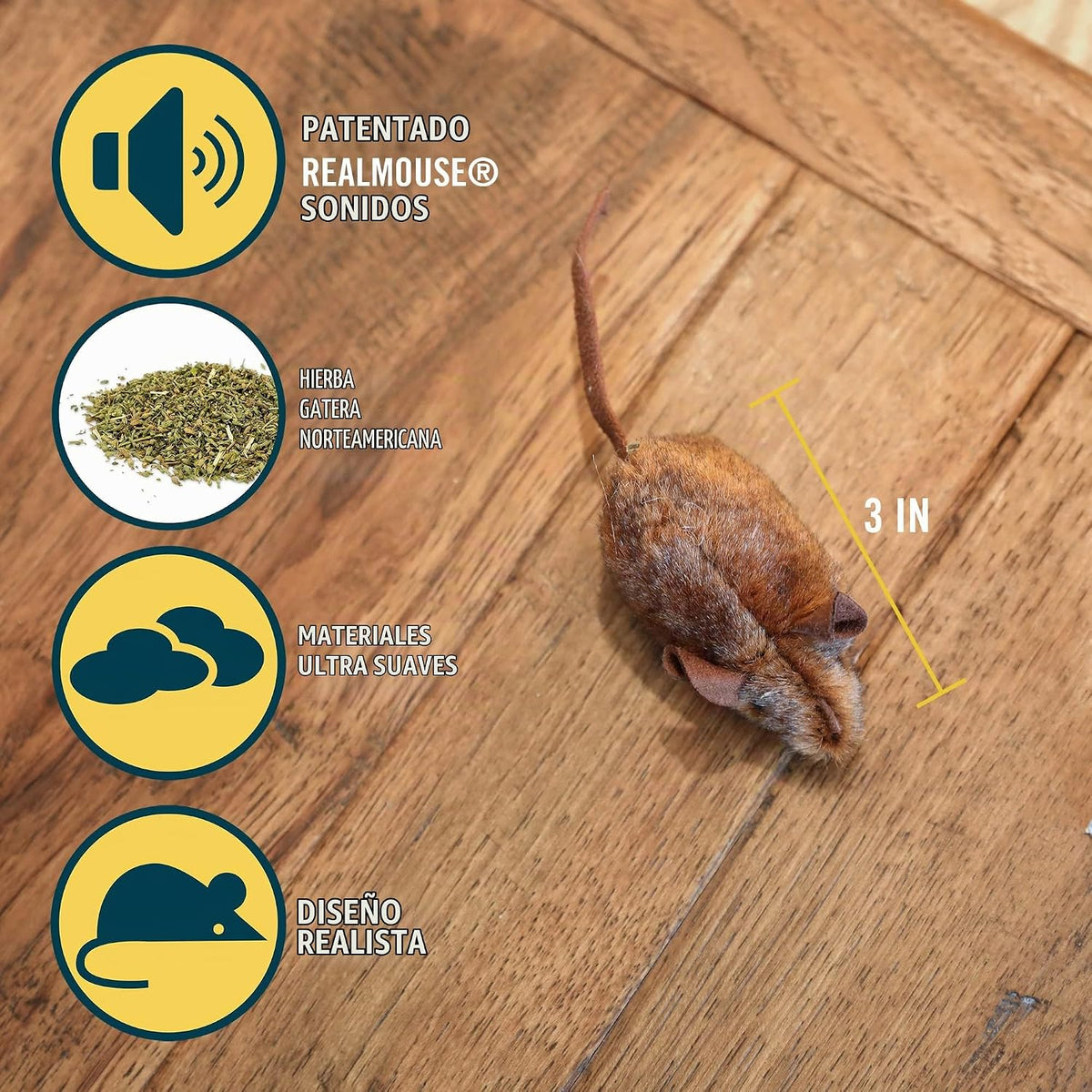 OurPets Play-N-Squeak Mouse Hunter - Juguetes para gatos con hierba...
