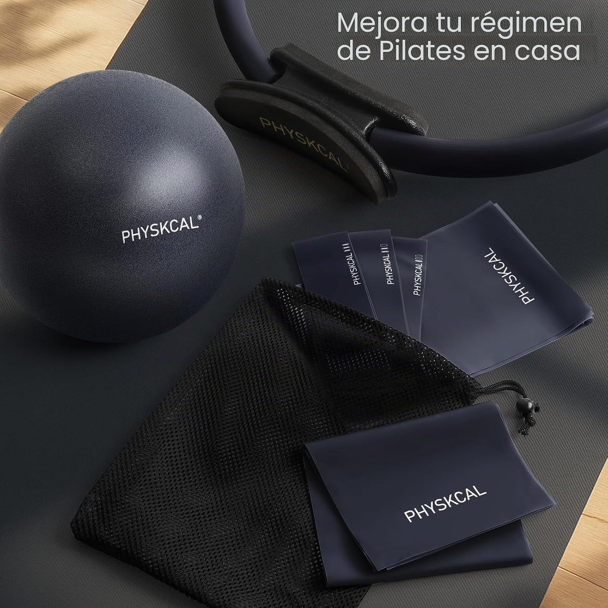 Kit de Pilates PhysKcal, anillo de pilates de 15 pulgadas con 1 bol...