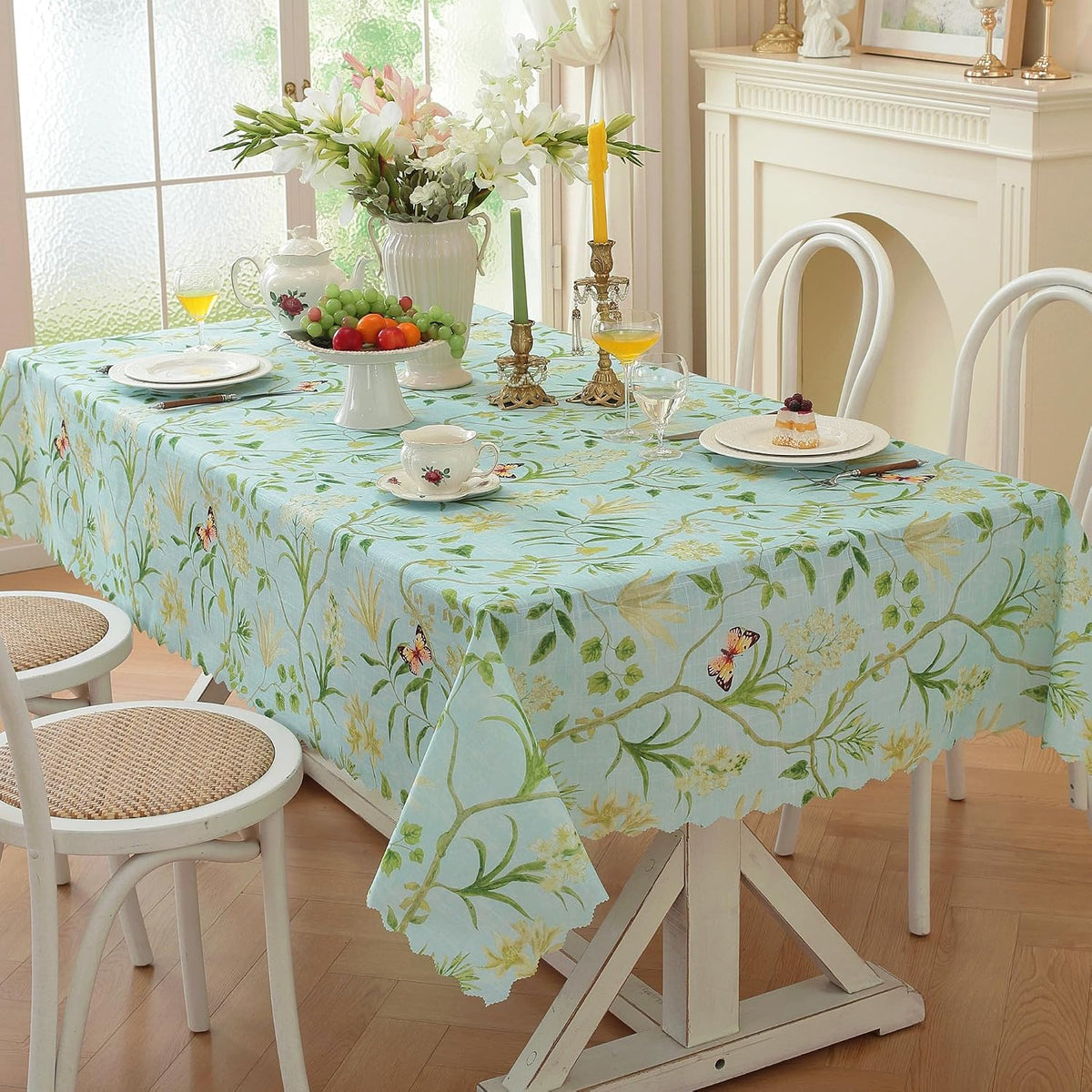 HOMOHEINI Mantel rectangular impermeable con textura de lino, resis...