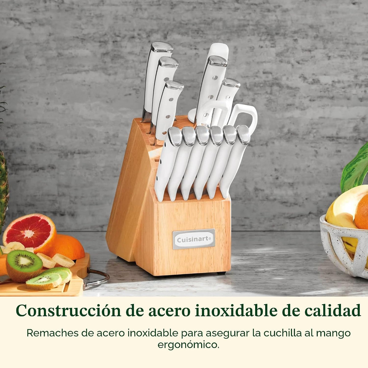 Cuisinart Juego de 15 cuchillos con bloque, acero inoxidable de alt...