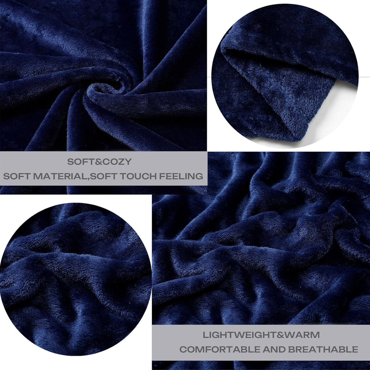 JIAHANNHA - Manta de forro polar de felpa azul marino (50x60 pulgad...