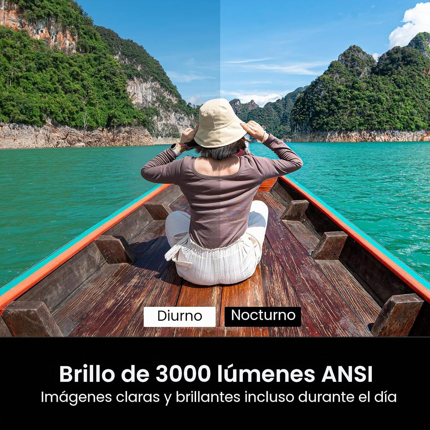 HAPPRUN Proyector para exteriores de 3000 lúmenes ANSI con Google T...