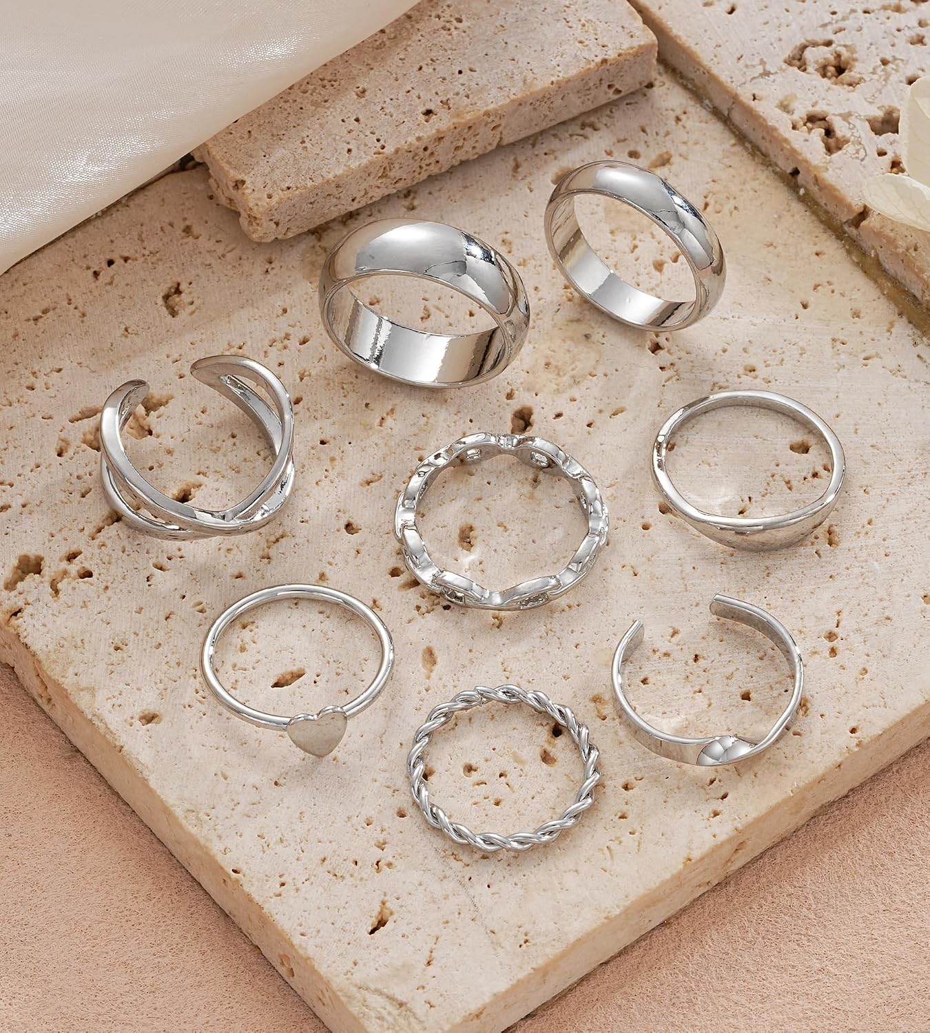 YEEZII Juego de 25 anillos dorados para nudillos para mujer, lindos...