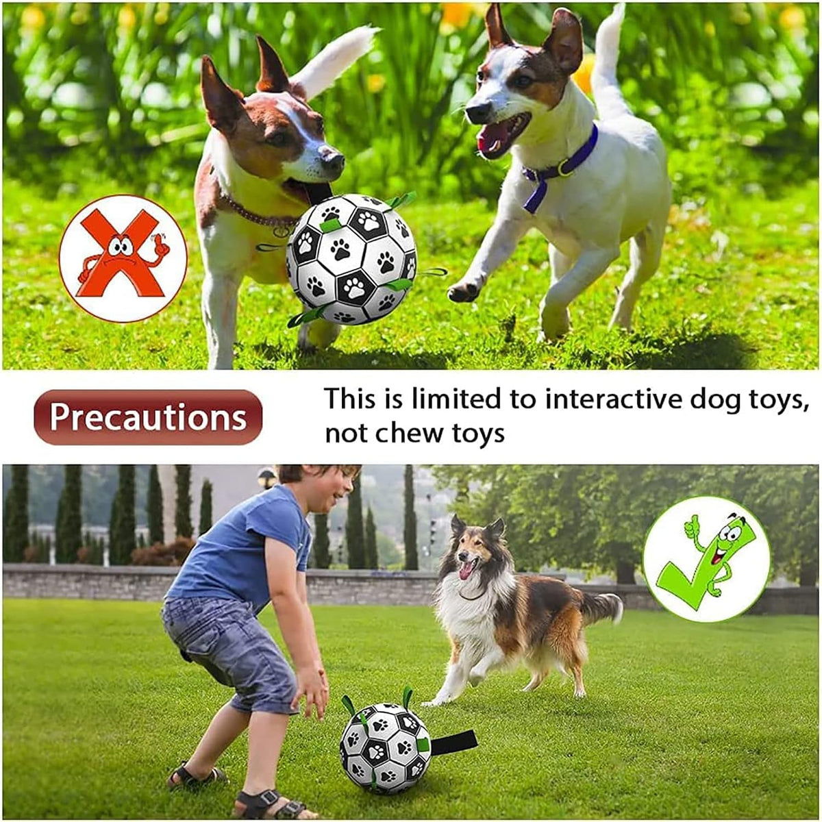 QDAN Juguetes grandes para perros, pelota de fútbol de 8 pulgadas p...