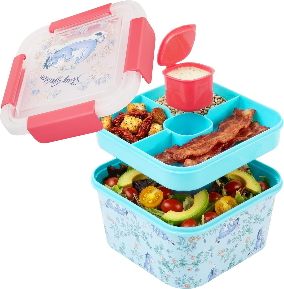 Disney Eeyore - Contenedor de ensalada Bento para niños, lonchera p...