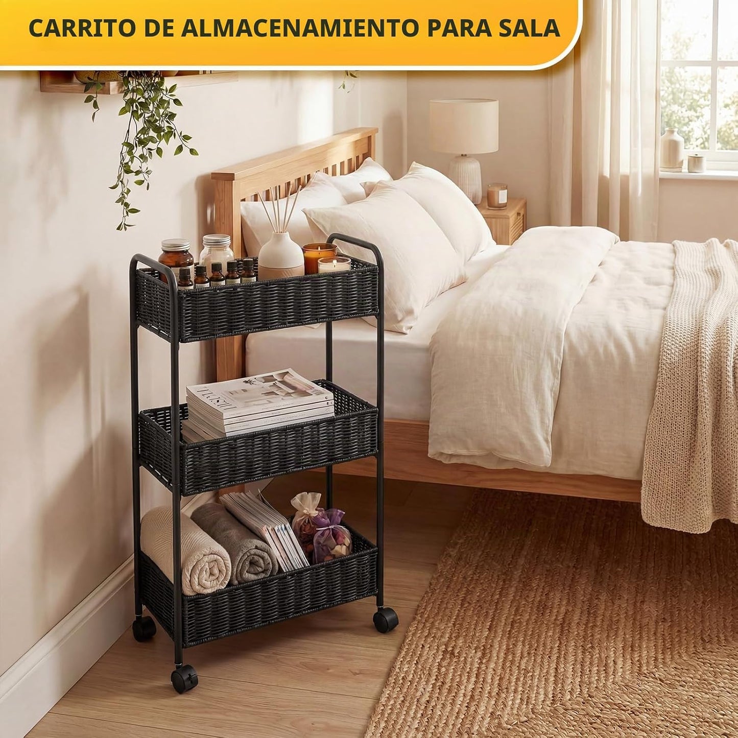 FOCHIER F Carrito de almacenamiento delgado de utilidad, carrito de...