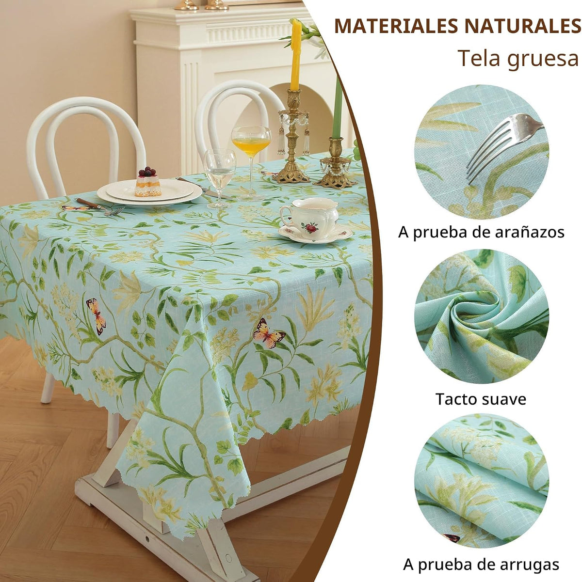 HOMOHEINI Mantel rectangular impermeable con textura de lino, resis...