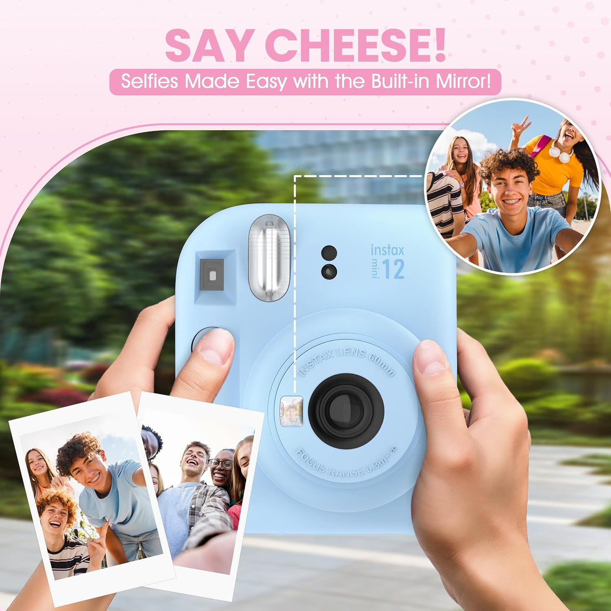 Fujifilm Cámara Instantánea Instax Mini 12 Azul Pastel + Funda Dise...