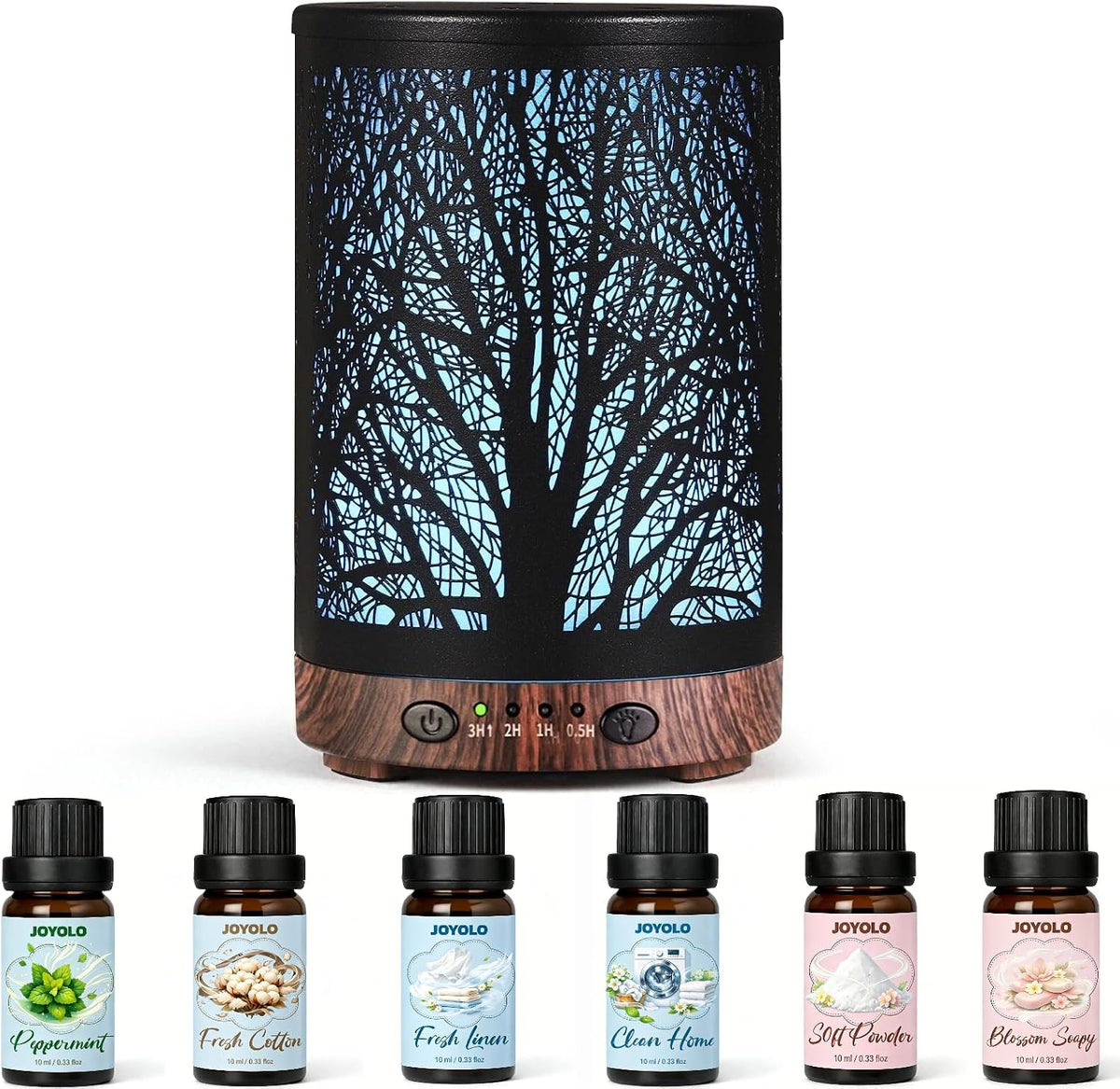 JOYOLO Difusor de aceites esenciales y juego de aceites esenciales,...